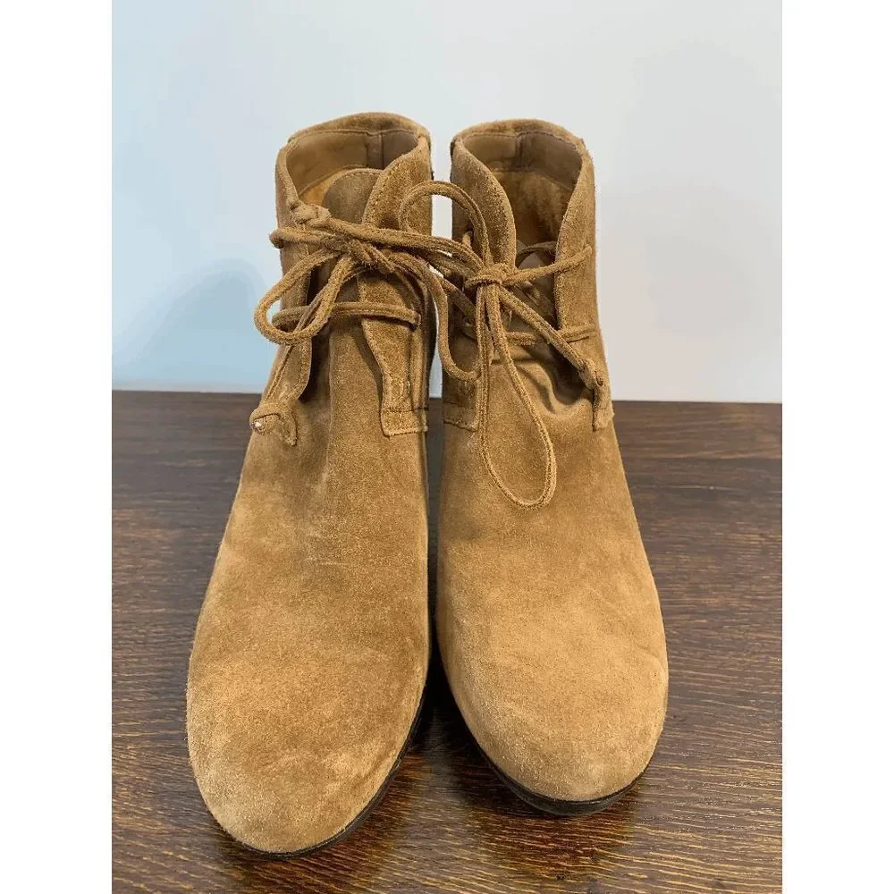 Via Spiga Women's Suede Brown Wedge Ankle Boots Size 39